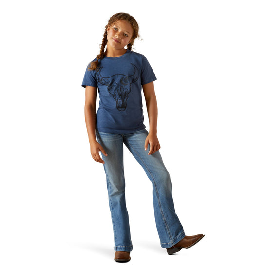 Ariat Youth Girl's Bull Night Sky Navy Heather T-Shirt 10062873
