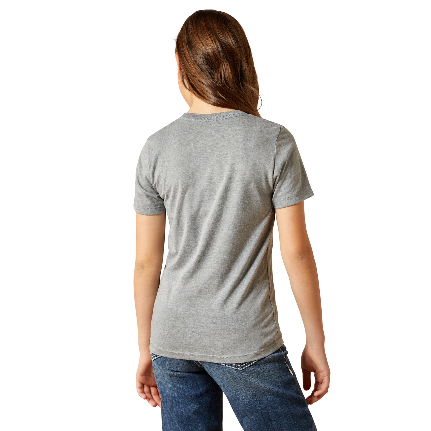 Ariat Youth Girl's Buck Up Ice Berg Grey T-Shirt 10063753