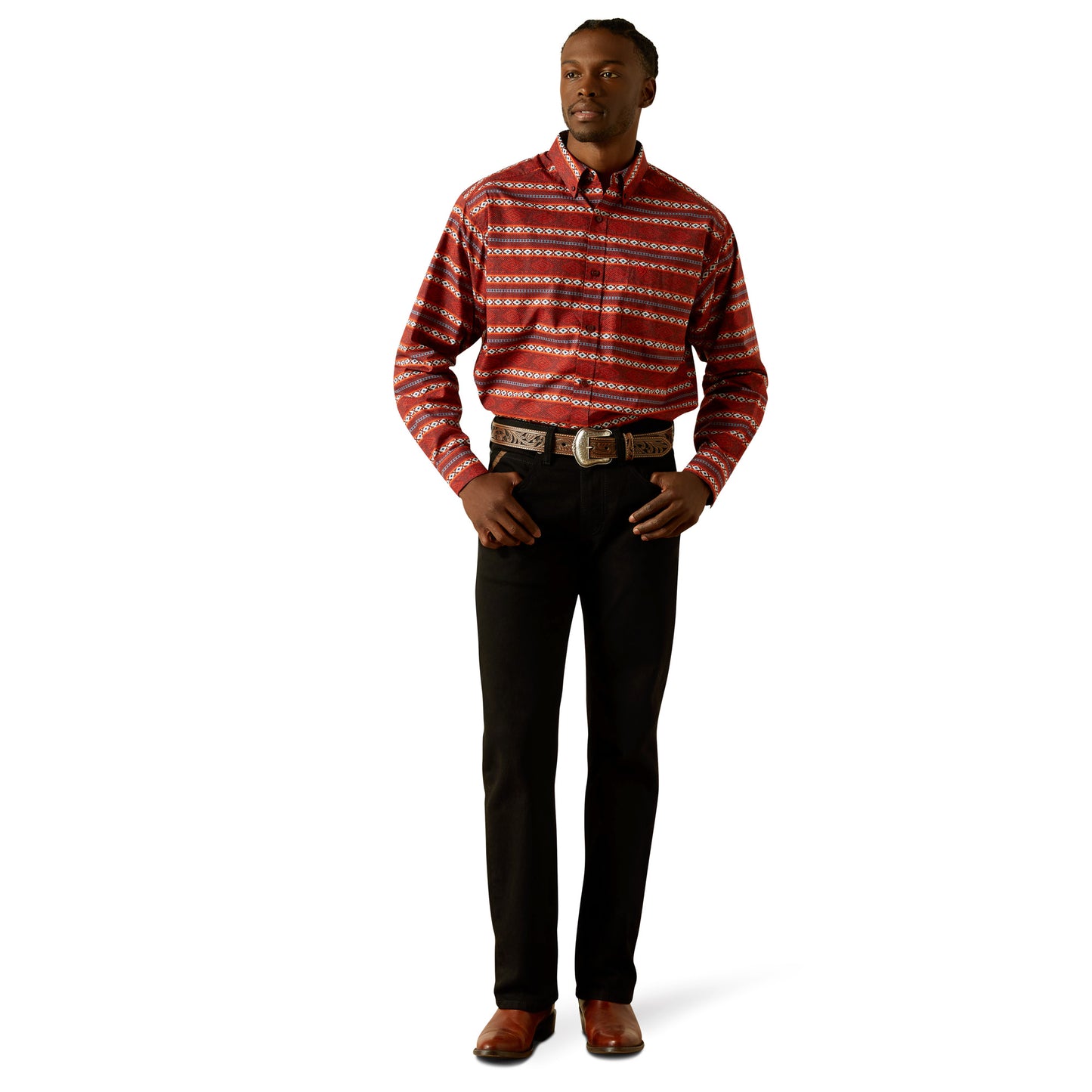 Ariat Men's Tiago Red Classic Fit Button Down Shirt 10062185