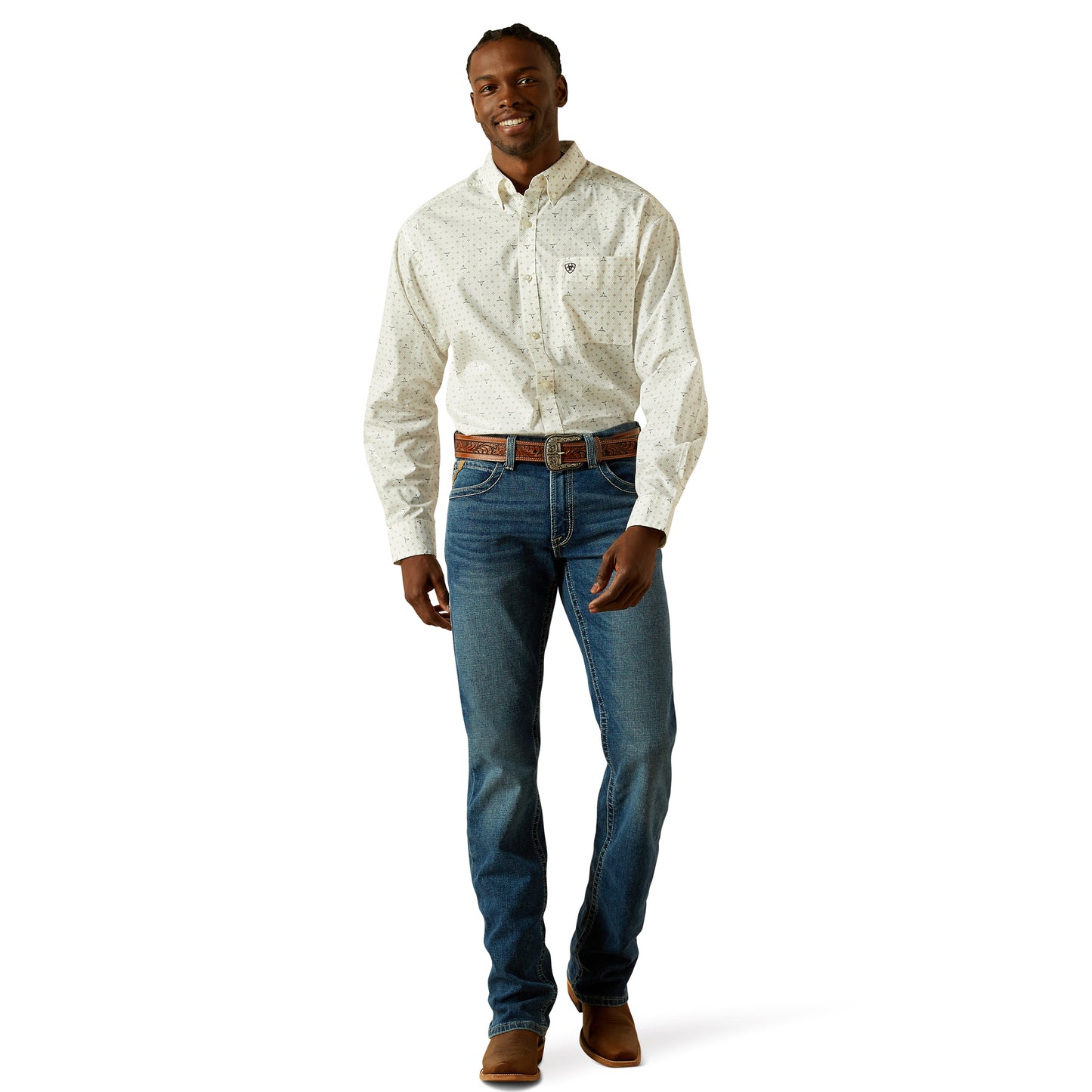 Ariat Men's Buster Classic Fit White Button Down Shirt 10062209