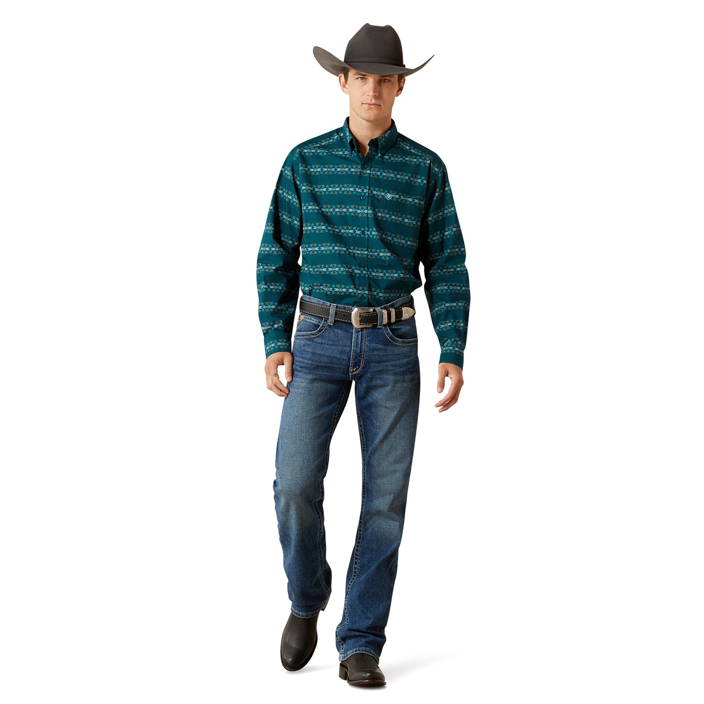 Ariat Men's Brando Teal Classic Fit Button Down Shirt 10062210