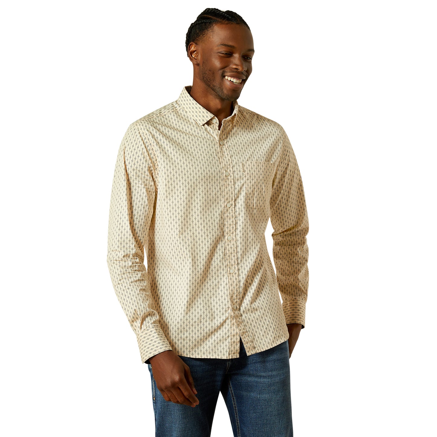 Ariat Men's Maverick Off White Modern Fit Button Down Shirt 10062217