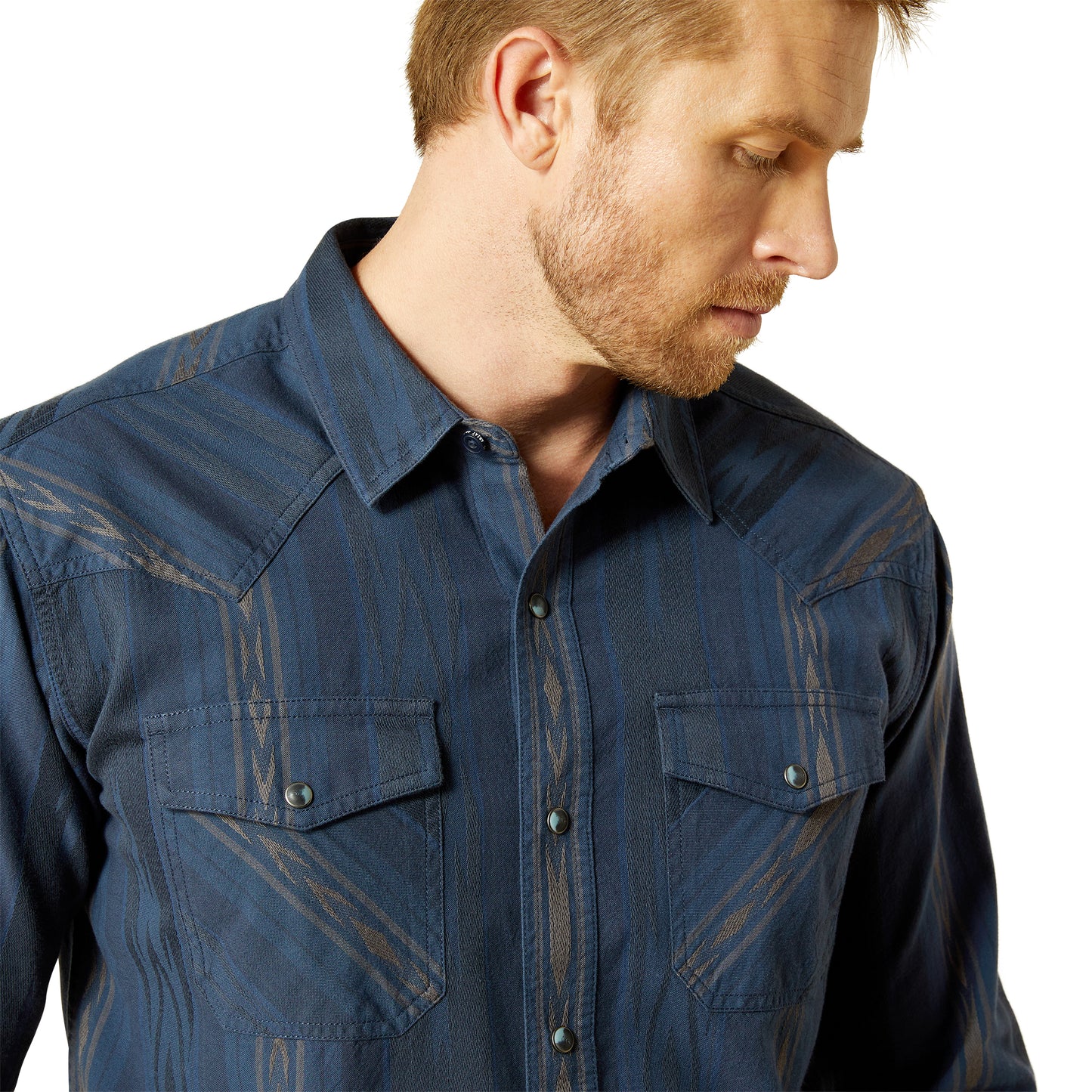 Ariat Men's Hansen Navy Chambray Retro Fit Snap Shirt 10062225