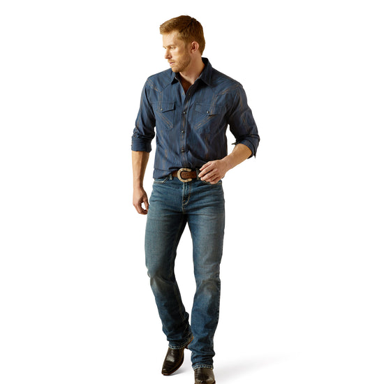 Ariat Men's Hansen Navy Chambray Retro Fit Snap Shirt 10062225