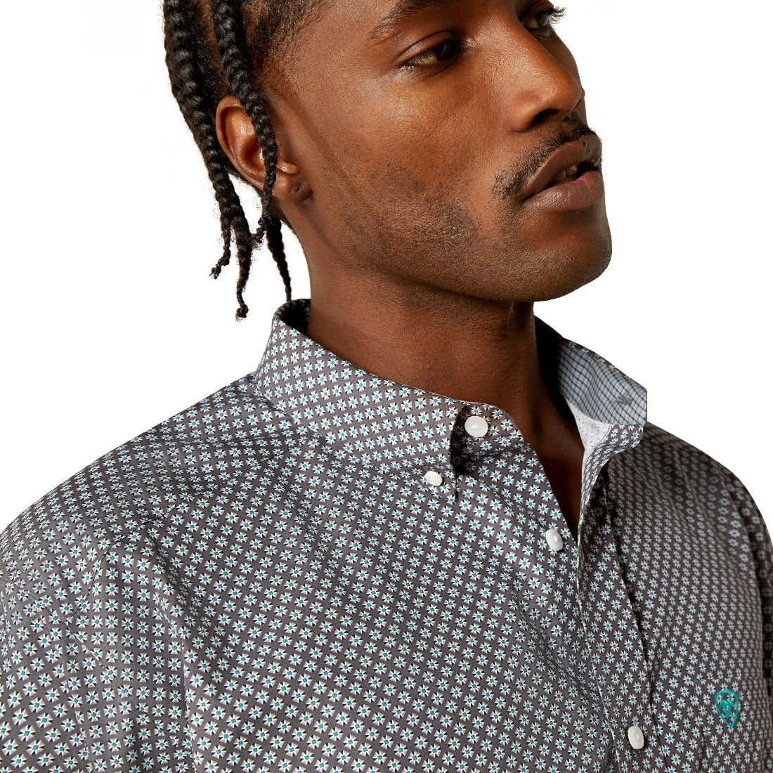 Ariat Men's Wrinkle Free Caleb Dark Grey Classic Button Down Shirt 10062228