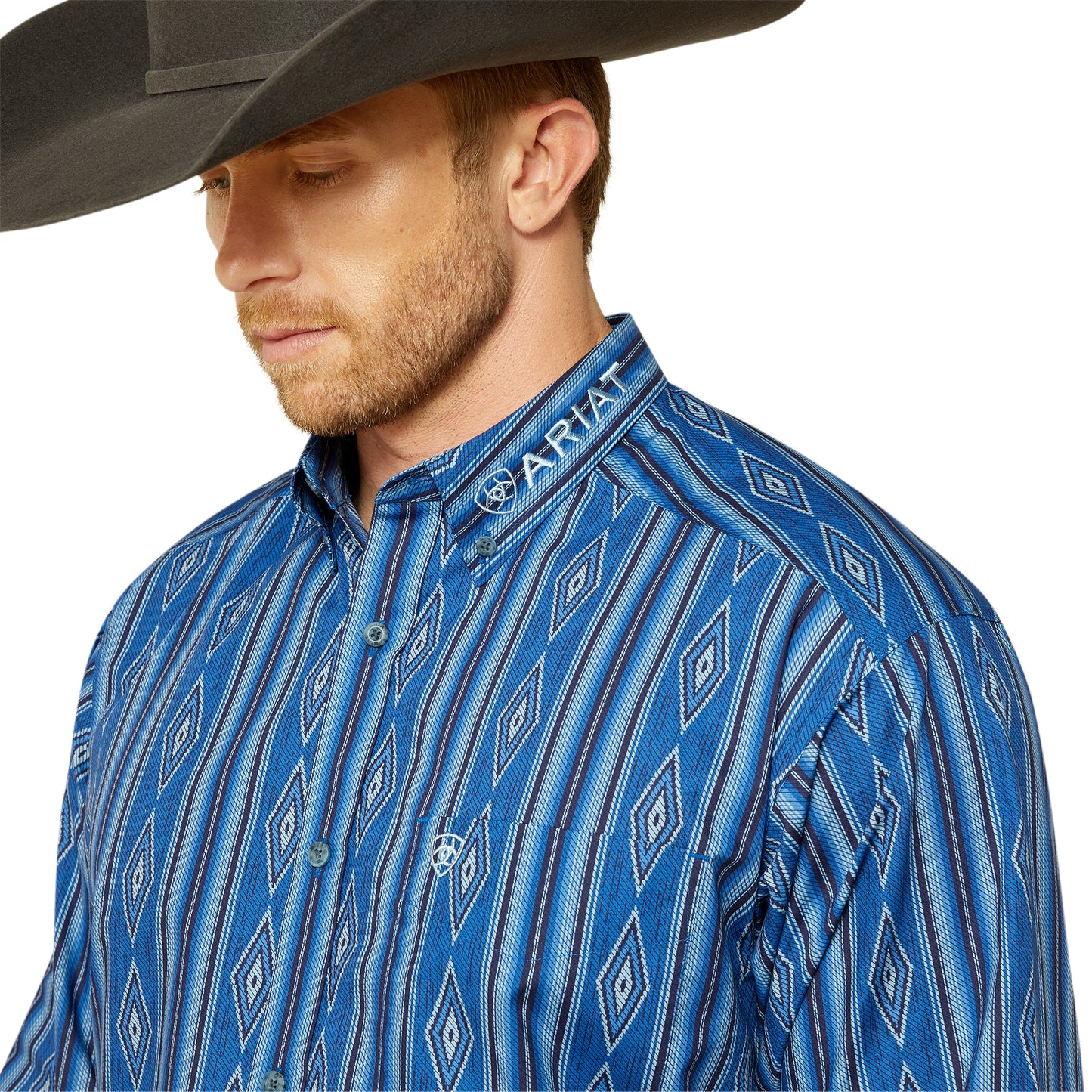 Ariat Men's Team Pace Blue Classic Fit Button Down Shirt 10062252