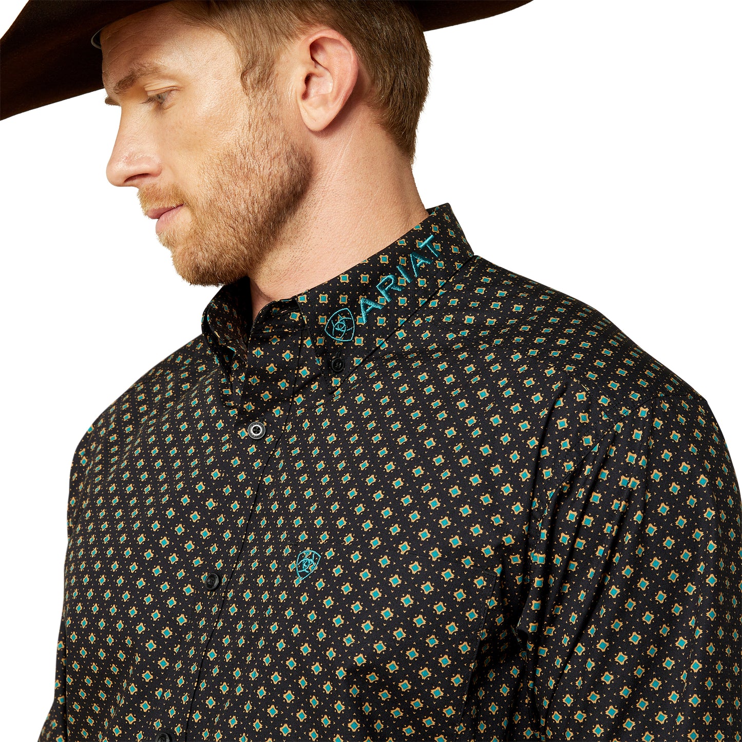Ariat Men's Team Philbert Black & Teal Classic Fit Shirt 10062253