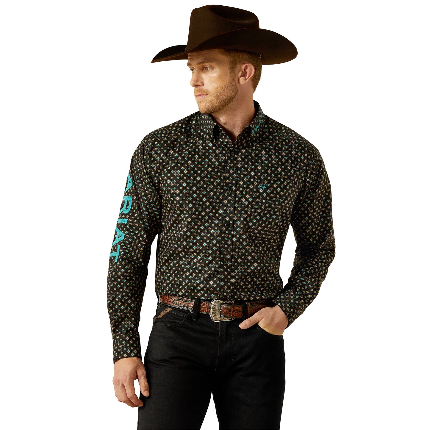 Ariat Men's Team Philbert Black & Teal Classic Fit Shirt 10062253