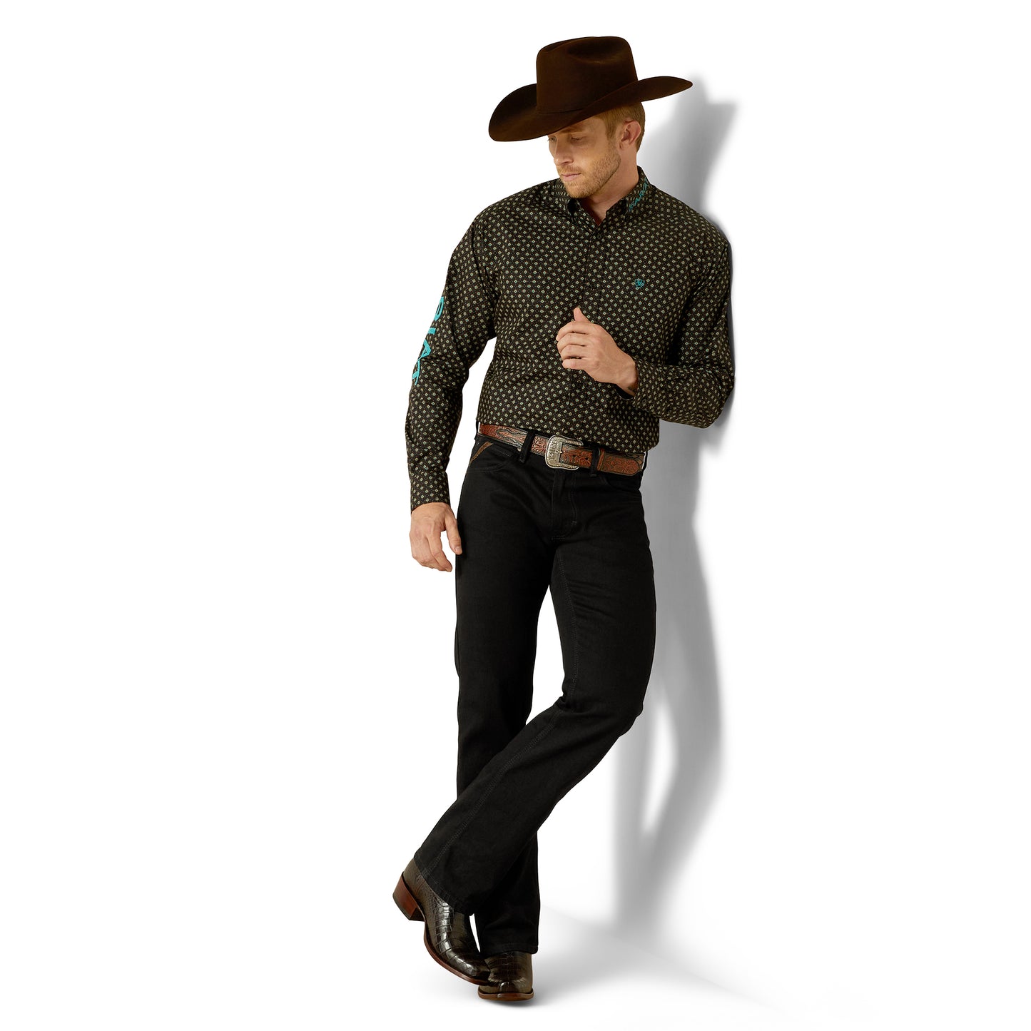 Ariat Men's Team Philbert Black & Teal Classic Fit Shirt 10062253