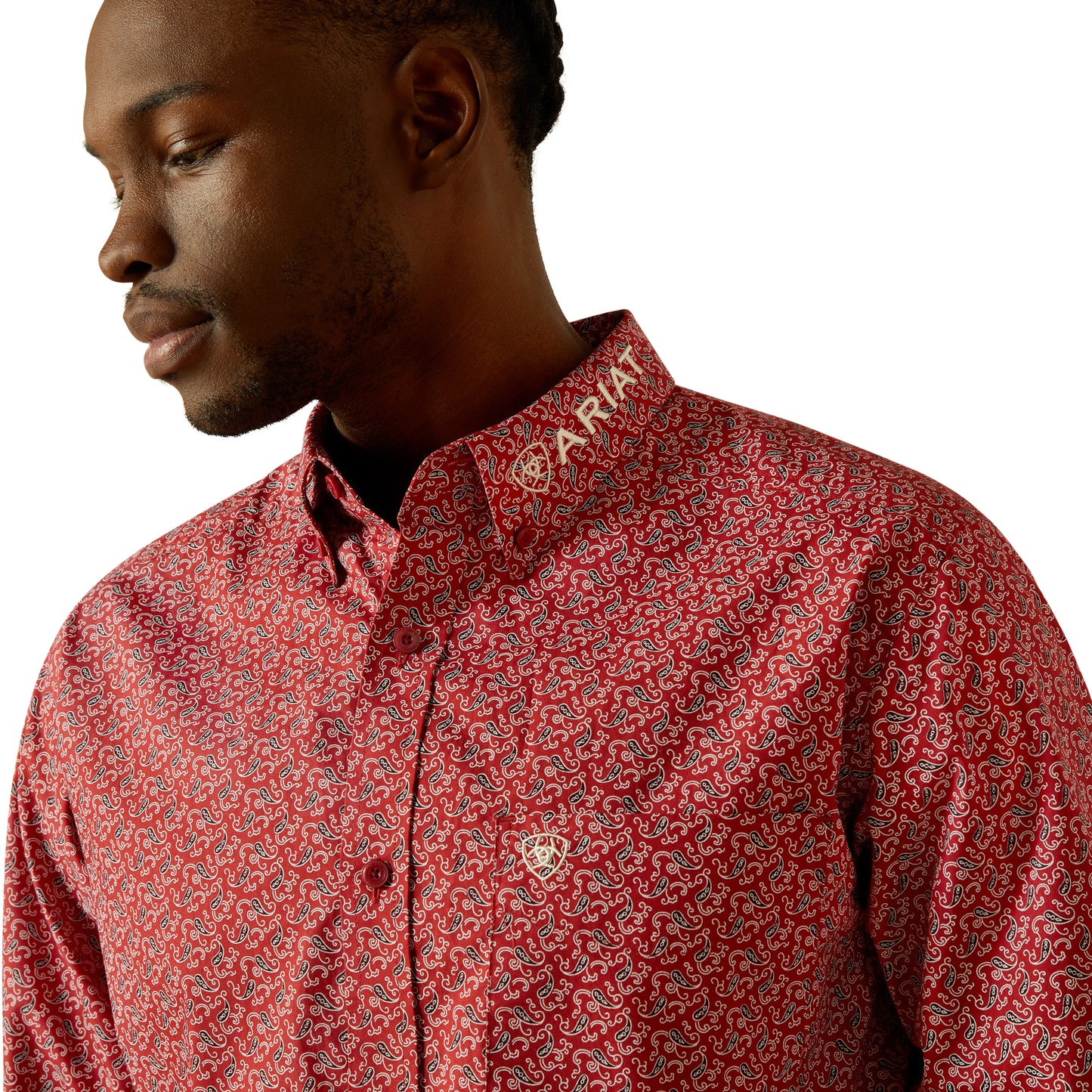 Ariat Men's Team Perl Red Fitted Button Down Shirt 10062255