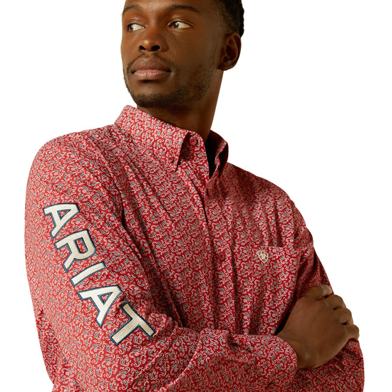 Ariat Men's Team Perl Red Fitted Button Down Shirt 10062255