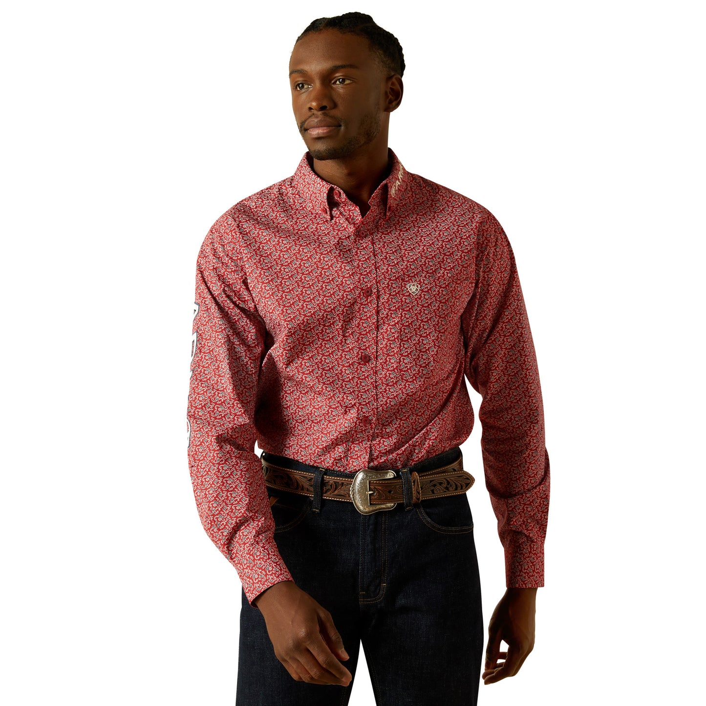 Ariat Men's Team Perl Red Fitted Button Down Shirt 10062255
