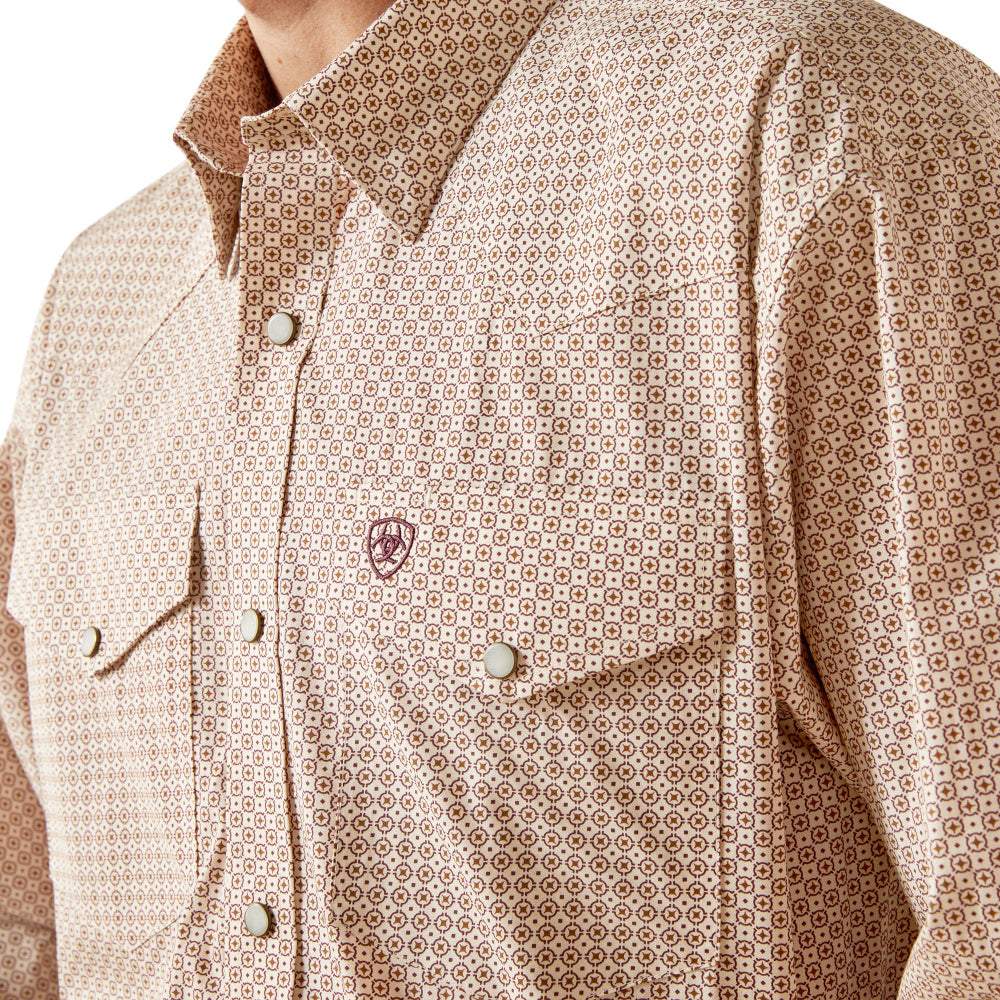 Ariat Men's Wrinkle Free Eddie Off White Classic Fit Snap Shirt 10062353