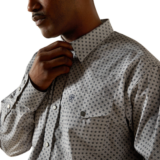 Ariat Men's Wrinkle Free Edward Grey Heather Classic Fit Shirt 10062354