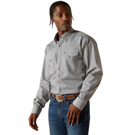 Ariat Men's Wrinkle Free Edward Grey Heather Classic Fit Shirt 10062354