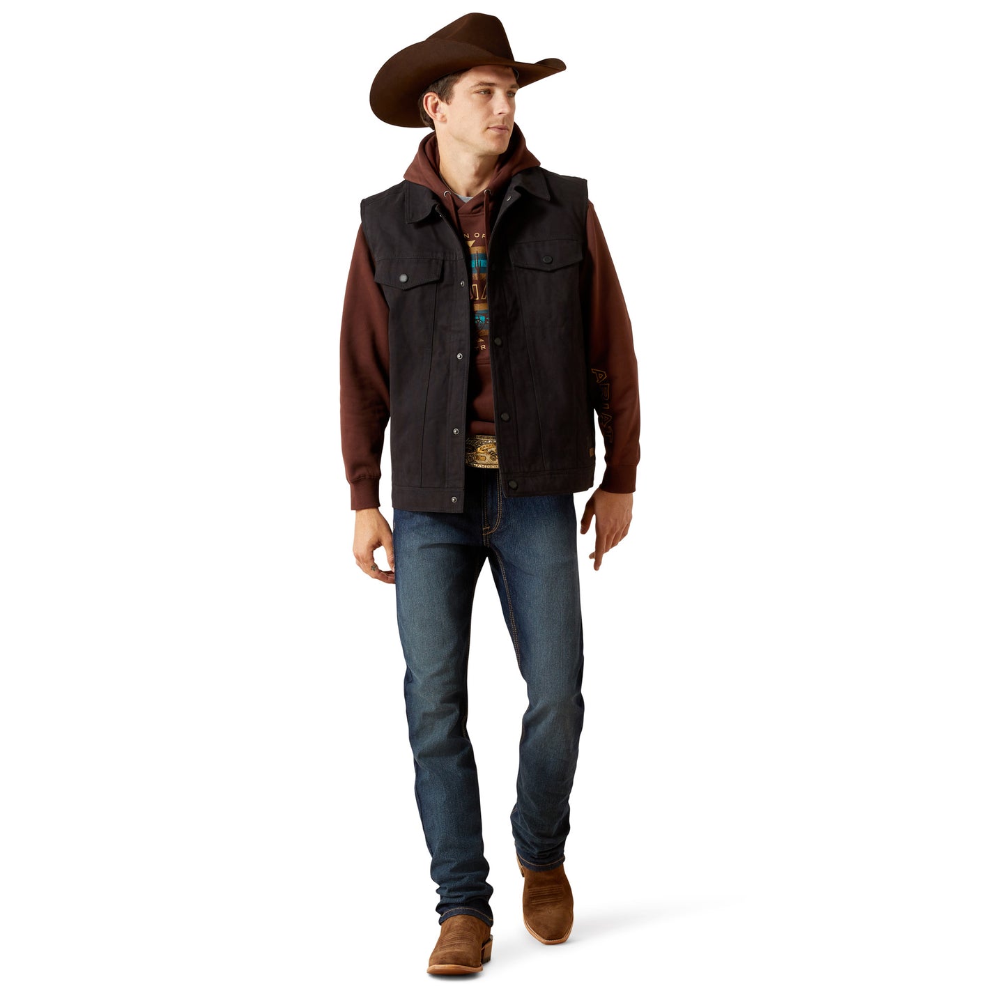 Ariat Men's Canvas Rancher Black Snap Vest 10062436