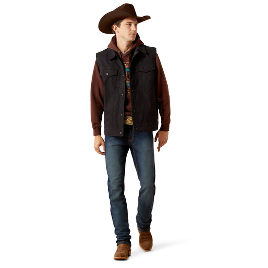 Ariat Men's Canvas Rancher Black Snap Vest 10062436