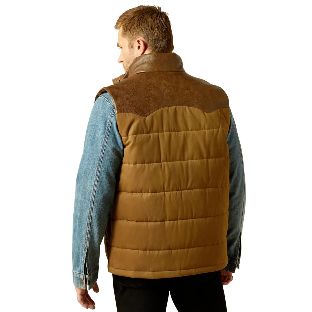 Ariat Men's Western Cub Khaki Brown Quilted Vest 10062439 back