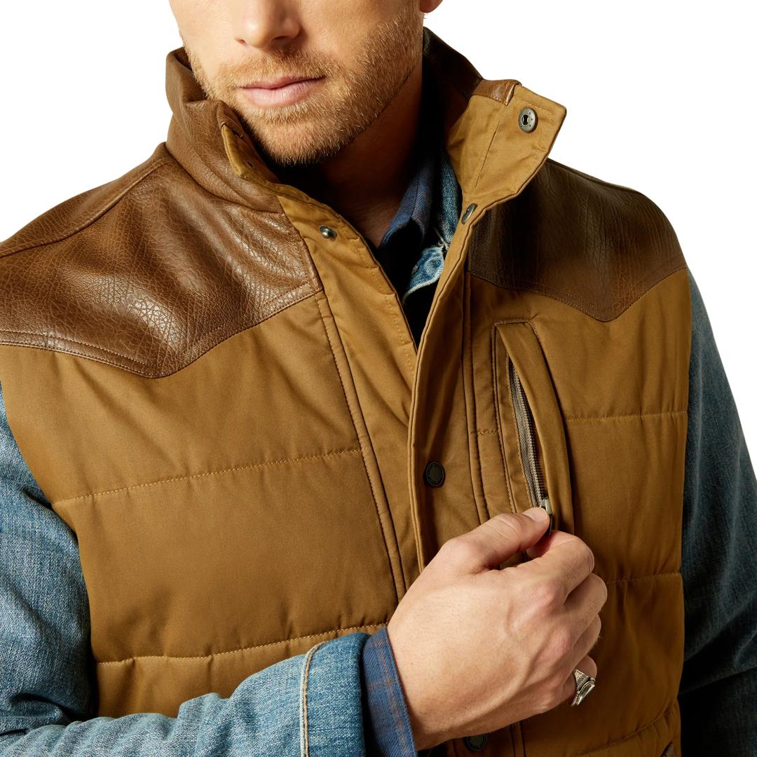 Ariat Men's Western Cub Khaki Brown Quilted Vest 10062439 detail01