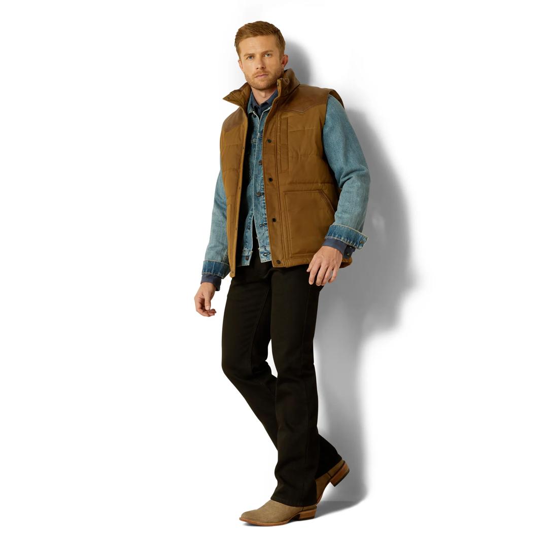 Ariat Men's Western Cub Khaki Brown Quilted Vest 10062439 full