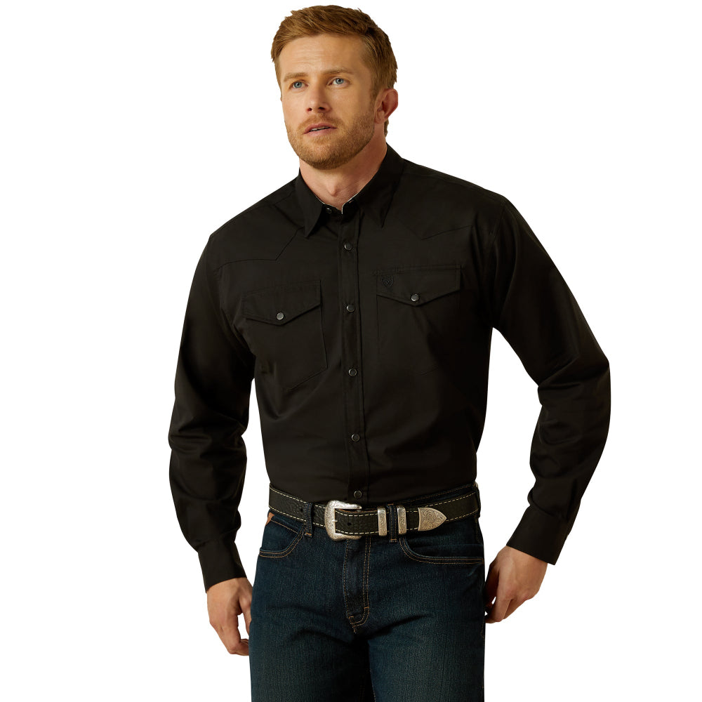 Ariat Men's Wrinkle Free Refined Slub Black Classic Fit Snap Shirt 10062469