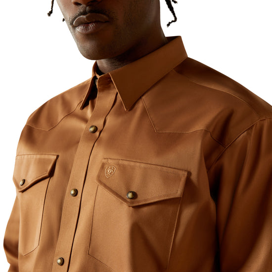 Ariat Men's Solid Twill Tan Classic Fit Snap Shirt 10062473