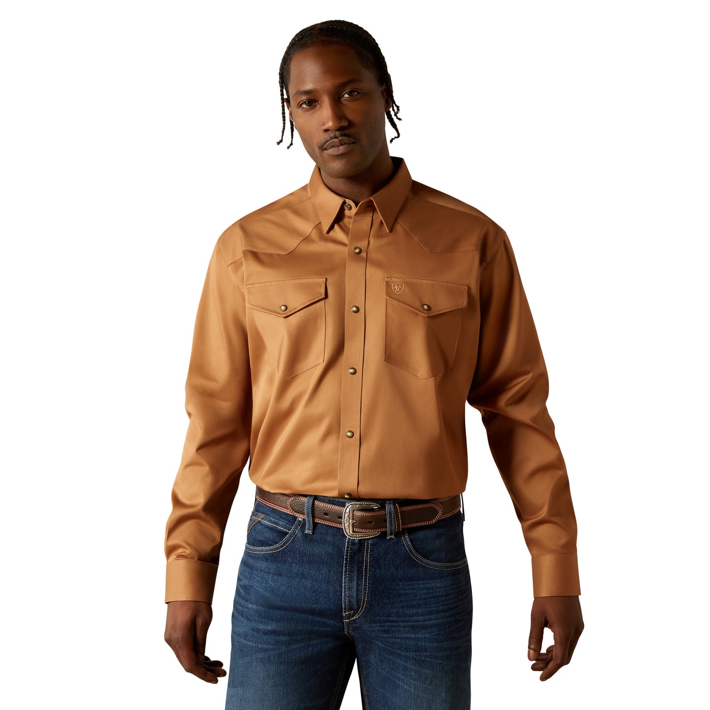 Ariat Men's Solid Twill Tan Classic Fit Snap Shirt 10062473