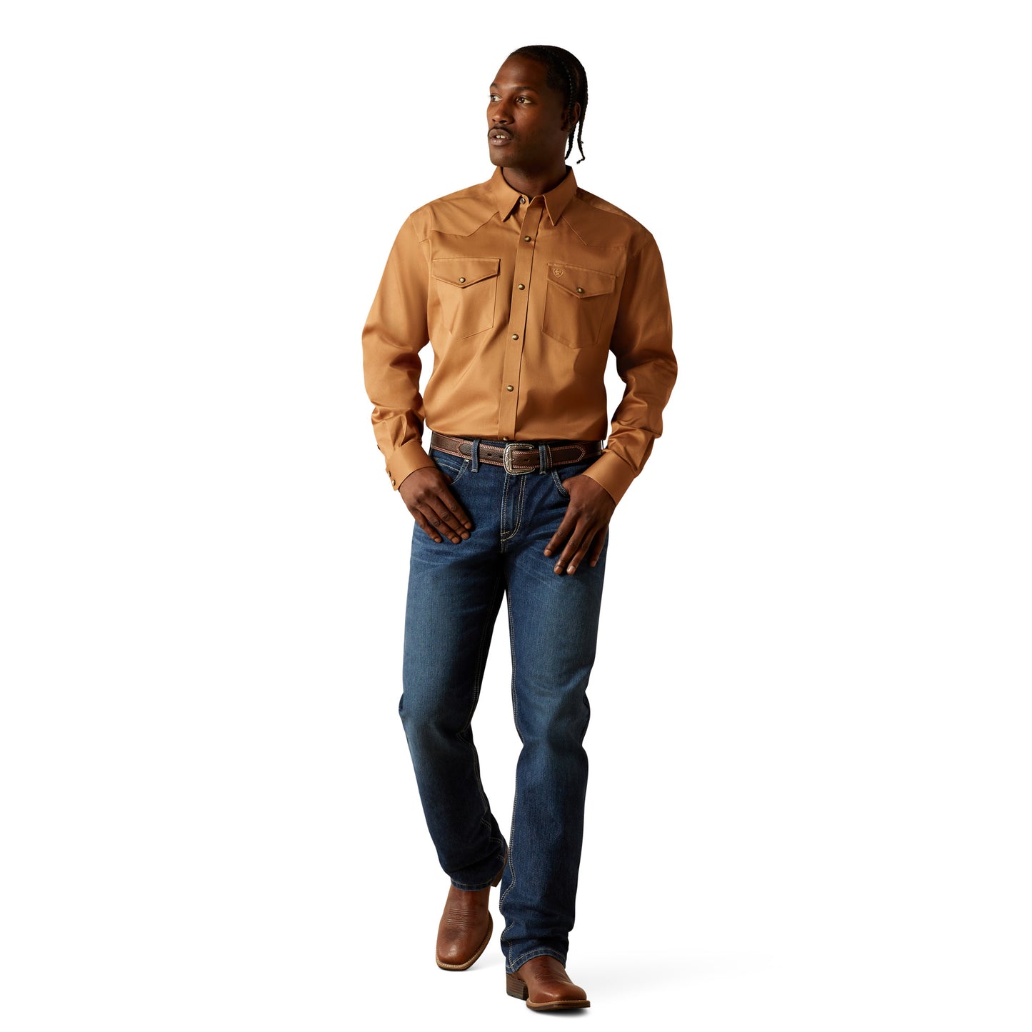 Ariat Men's Solid Twill Tan Classic Fit Snap Shirt 10062473