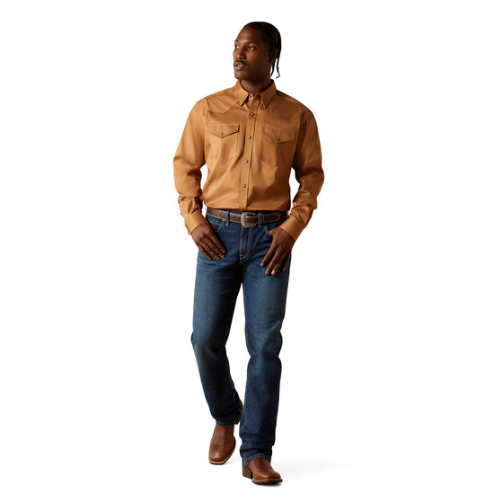 Ariat Men's Solid Twill Tan Classic Fit Snap Shirt 10062473
