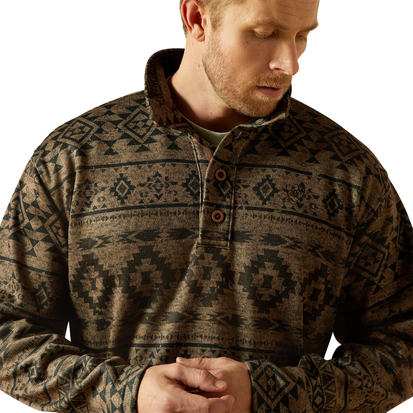 Ariat Men's Caldwell 1/4 Button Light Brown Sweater 10062482