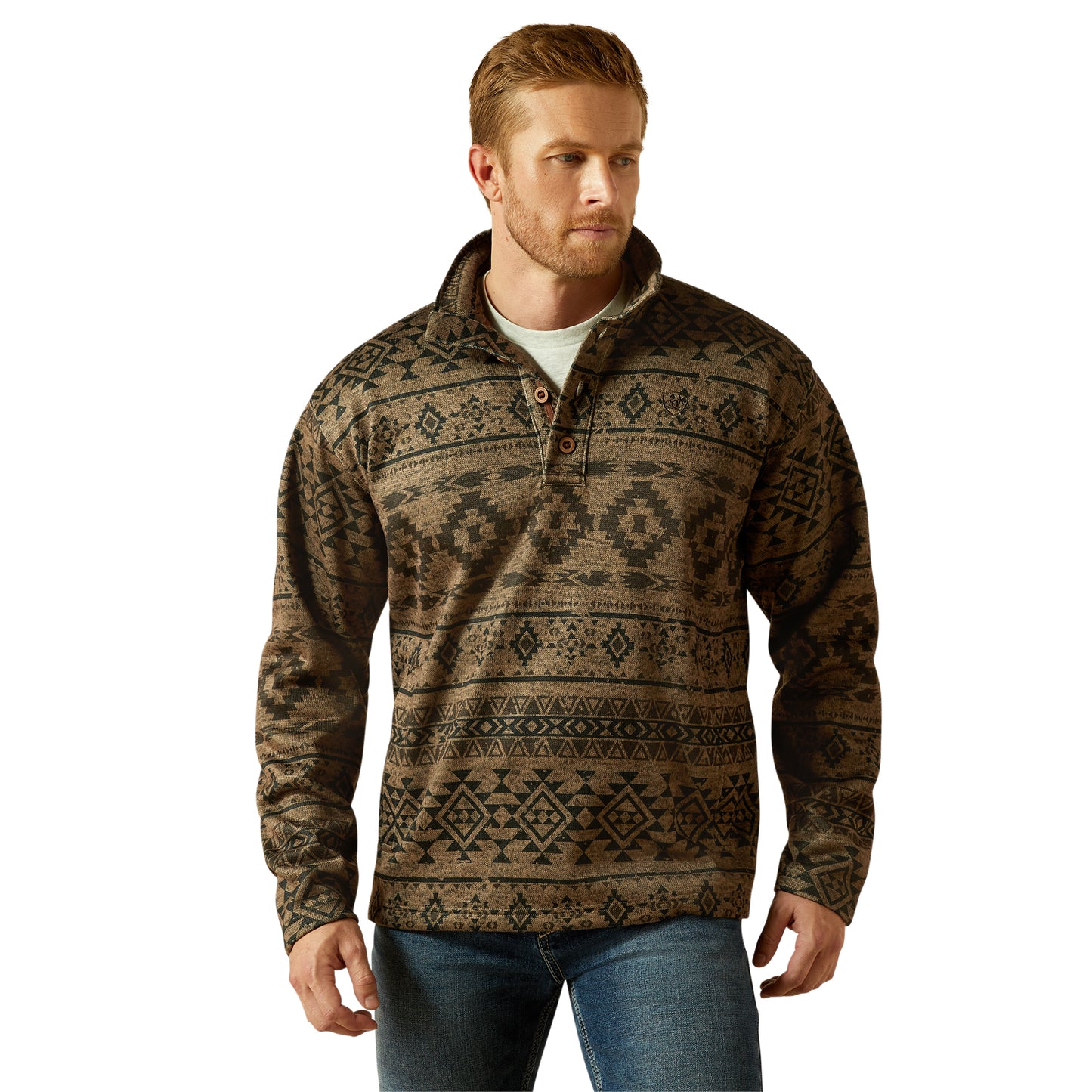 Ariat Men's Caldwell 1/4 Button Light Brown Sweater 10062482