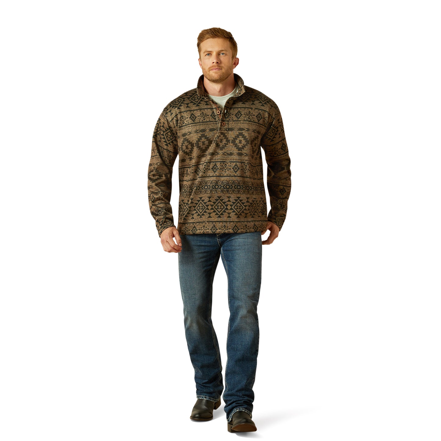 Ariat Men's Caldwell 1/4 Button Light Brown Sweater 10062482