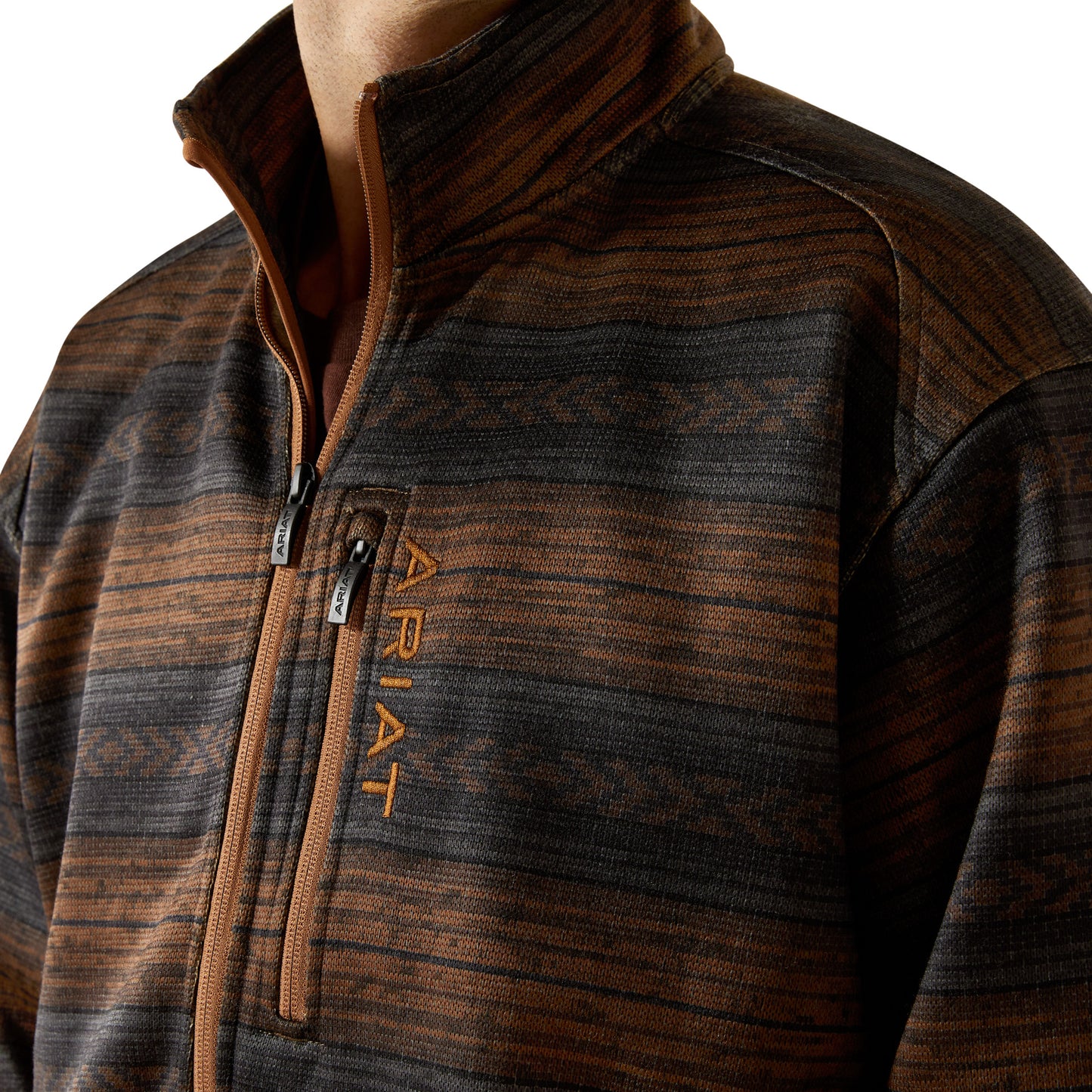 Ariat Men's Caldwell Full Zip Light Brown Southwest Sweatshirt 10062605