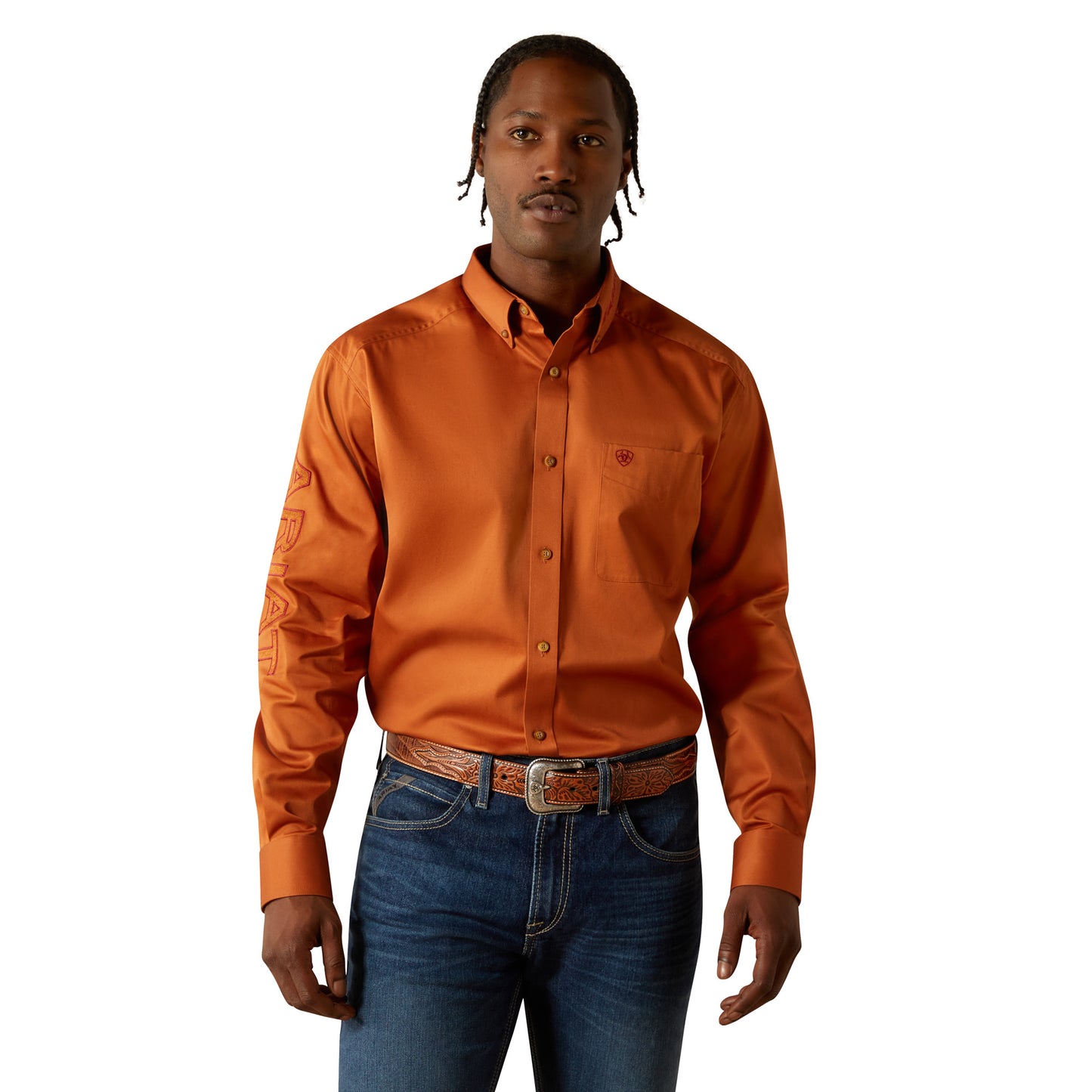 ariat dress shirt Ariat Men's Team Logo Twill Classic LS Adobe Brick Shirt S