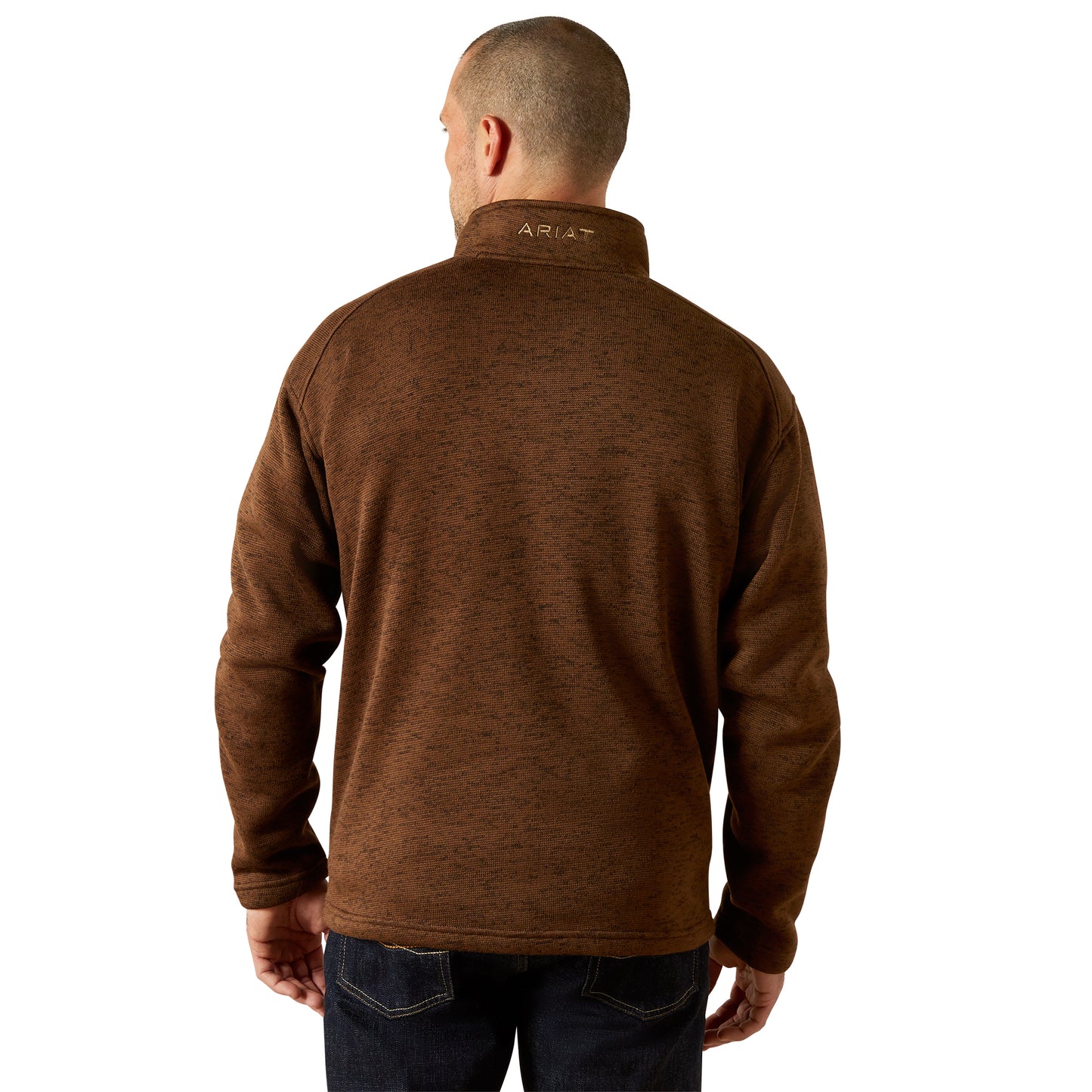 Ariat Men's Caldwell Logo 1/4 Zip Carafe Brown Sweater 10062619