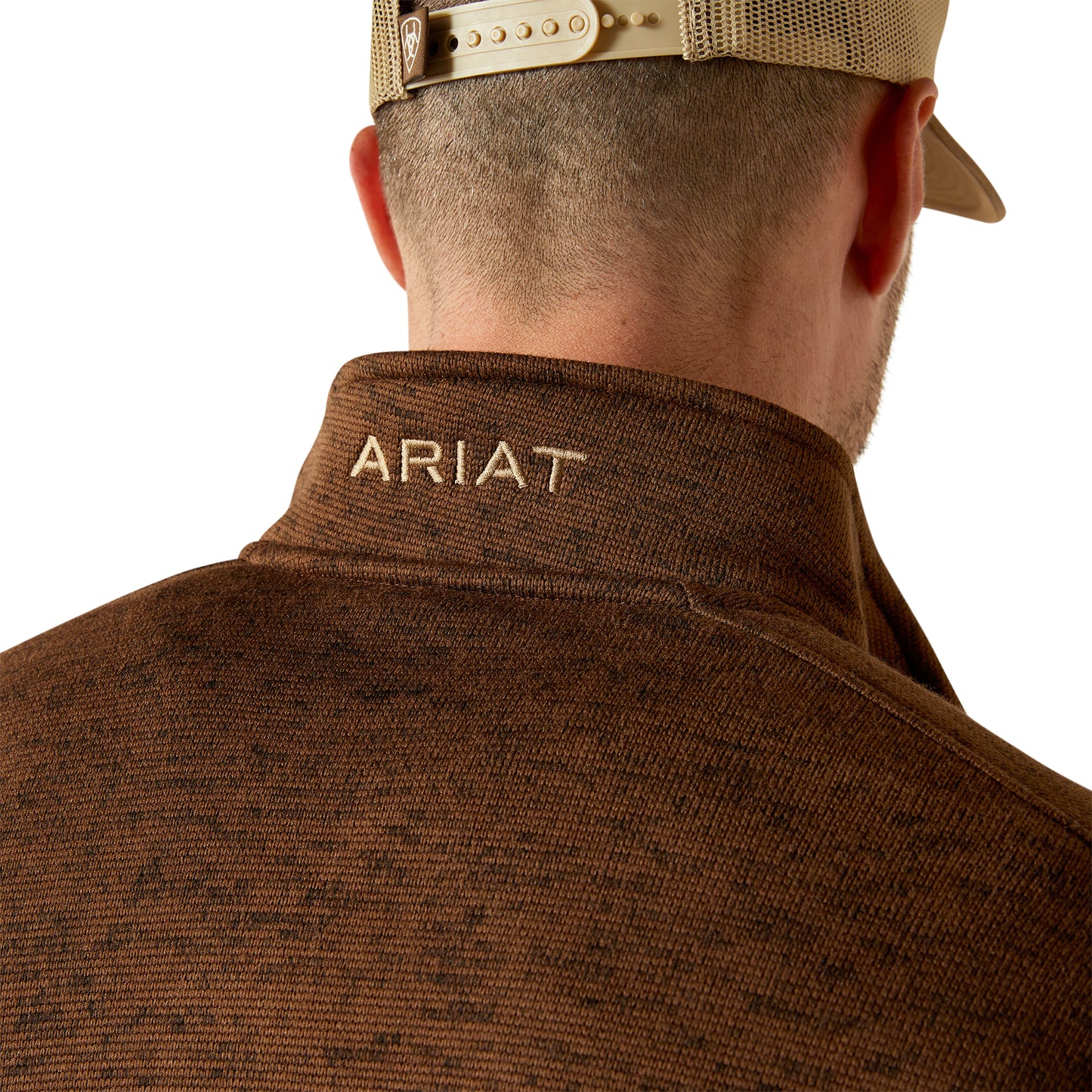 Ariat Men's Caldwell Logo 1/4 Zip Carafe Brown Sweater 10062619