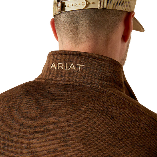 Ariat Men's Caldwell Logo 1/4 Zip Carafe Brown Sweater 10062619