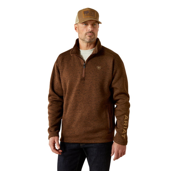 Ariat Men's Caldwell Logo 1/4 Zip Carafe Brown Sweater 10062619