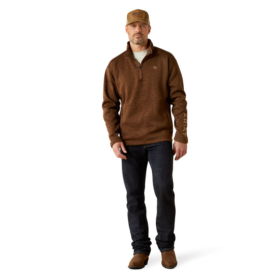 Ariat Men's Caldwell Logo 1/4 Zip Carafe Brown Sweater 10062619