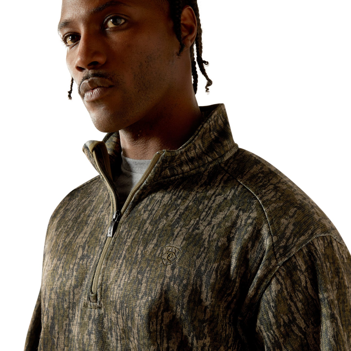 Ariat Men's Caldwell Logo Green Camo 1/4 Zip Sweater 10062622