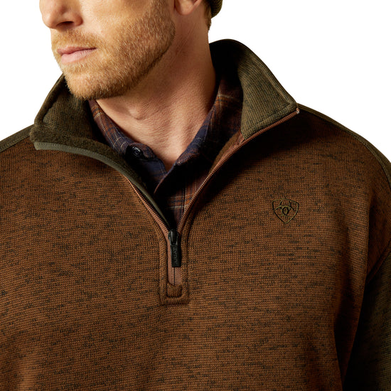 Ariat Men's Caldwell Logo 1/4 Zip Carefe & Earth Green Sweater 10062623