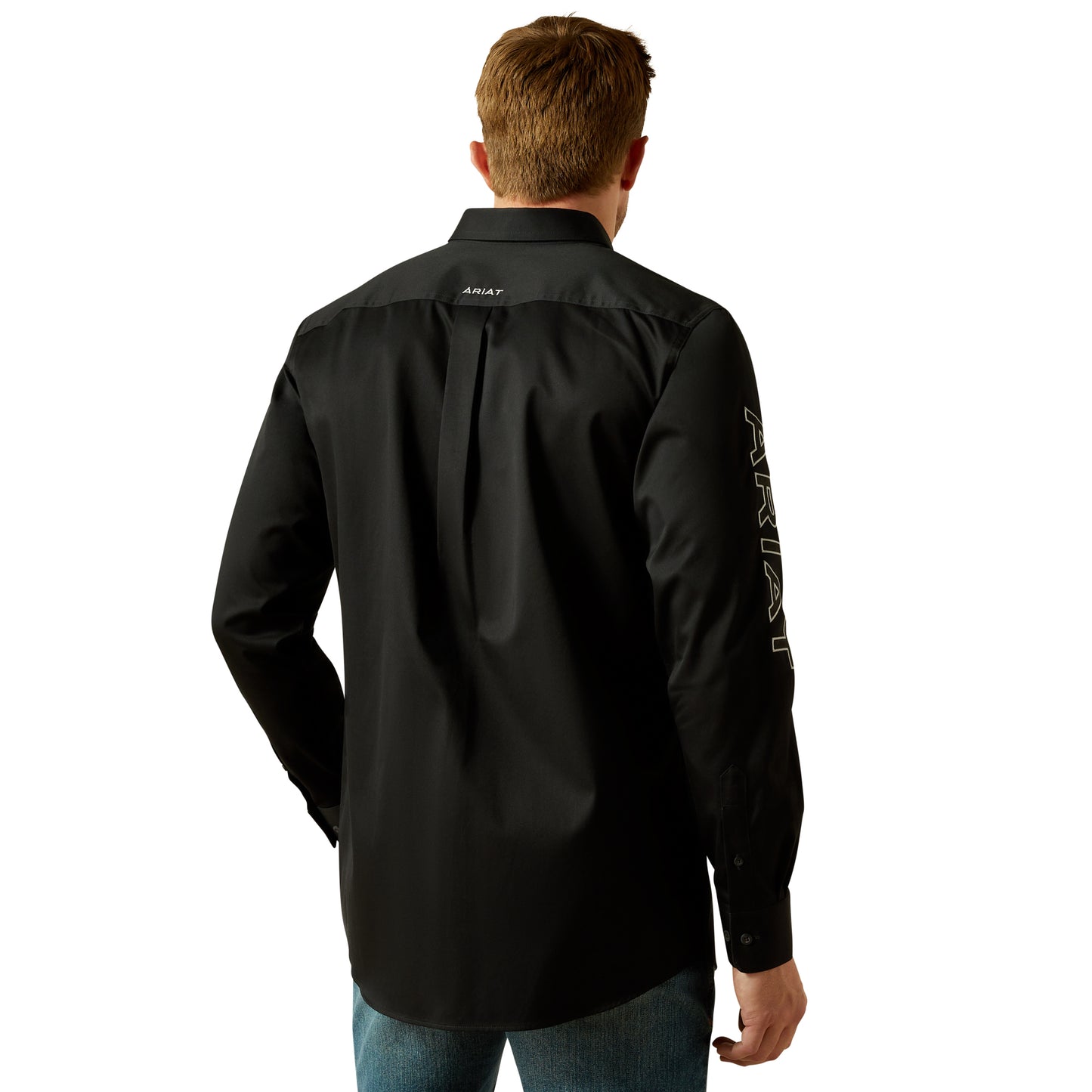 Ariat Men's Team Logo Twill Fitted Black & Grey Button Down Shirt 10062659