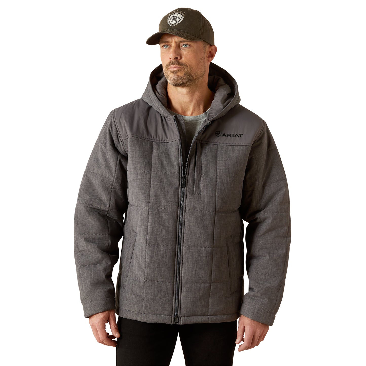 Ariat Men's Crius Hooded Grey Heather  Insulated Jacket 10062676