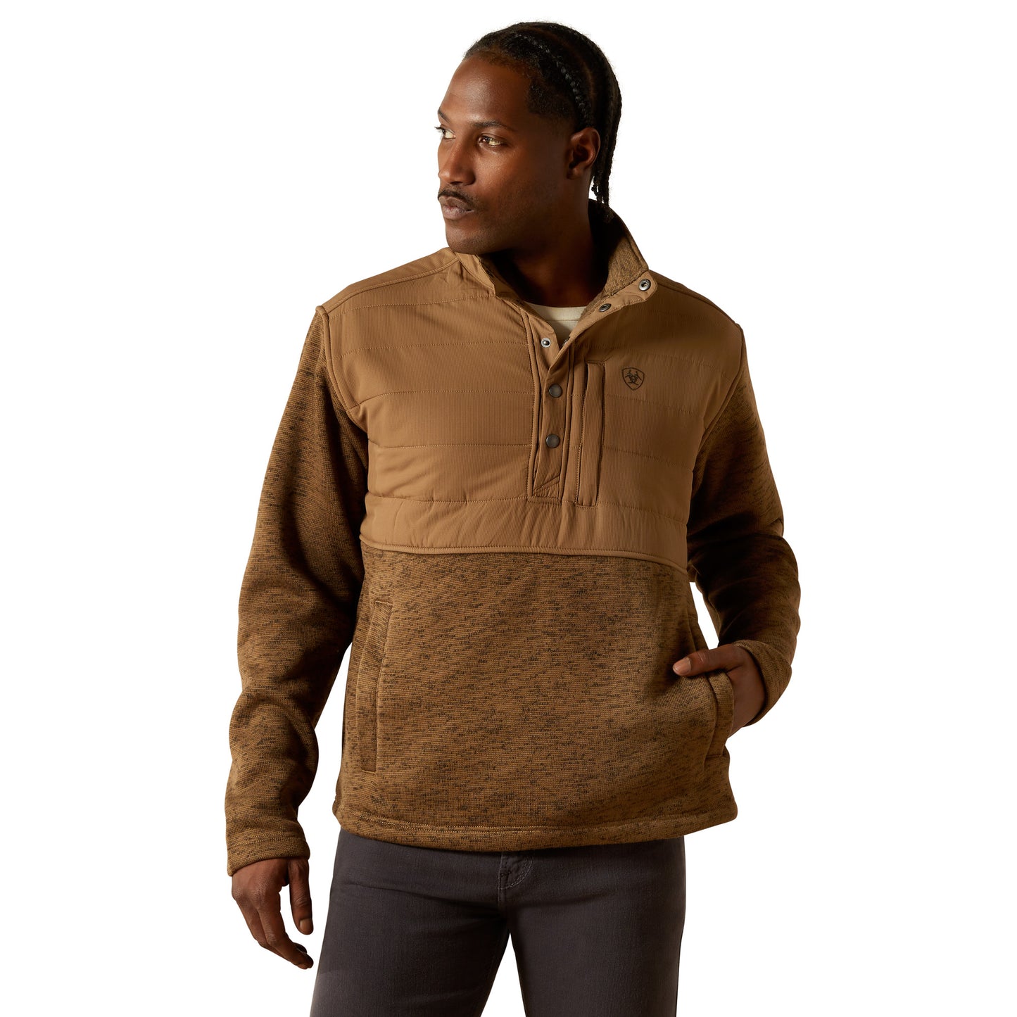 Ariat Men's Caldwell Reinforced Khaki Snap Sweater 10062678