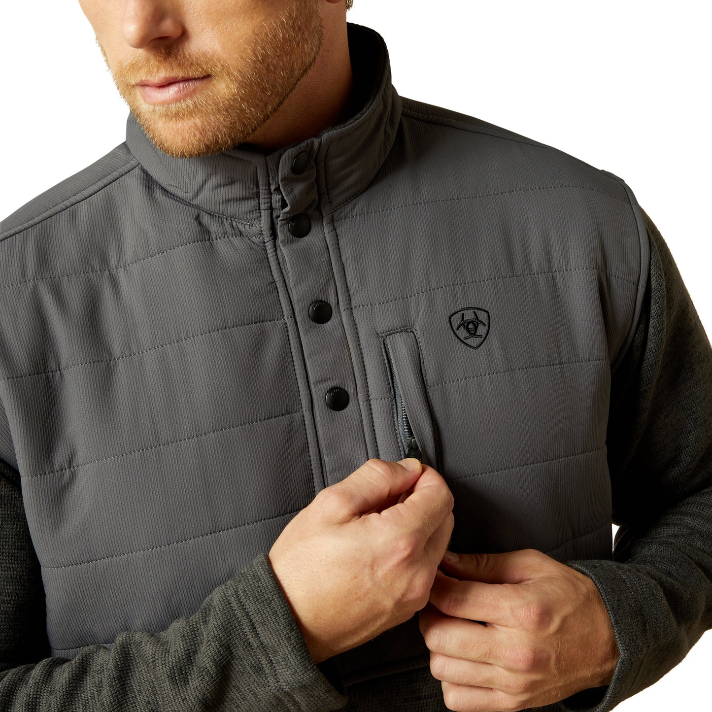 Ariat Men's Caldwell Reinforced Snap Grey Sweater 10062679