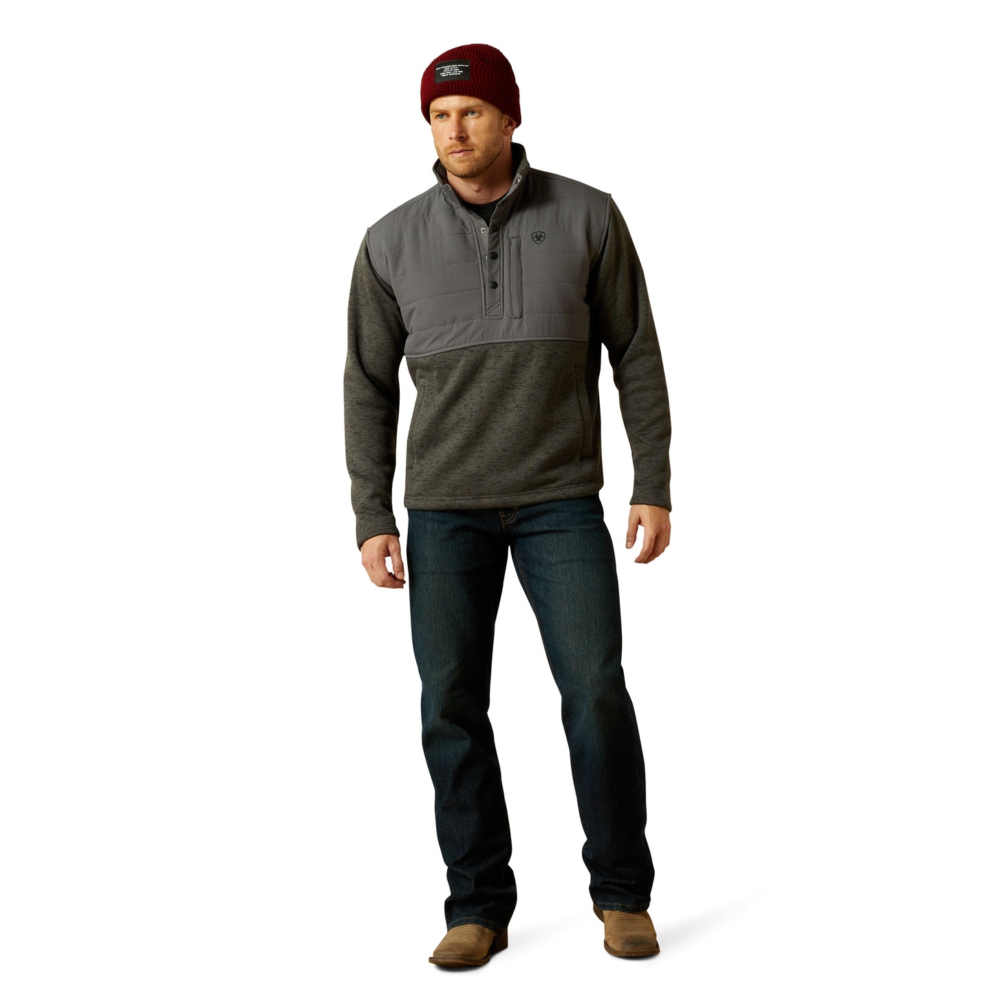 Ariat Men's Caldwell Reinforced Snap Grey Sweater 10062679