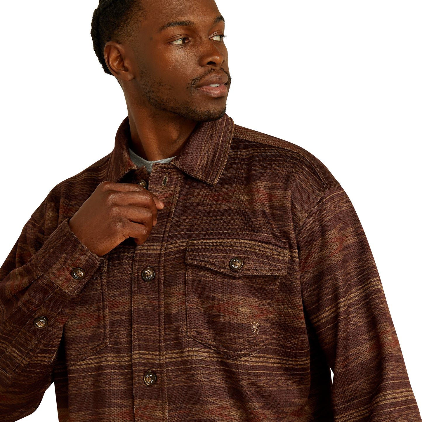 Ariat Men's Caldwell Printed Maroon Shirt Jacket 10062680