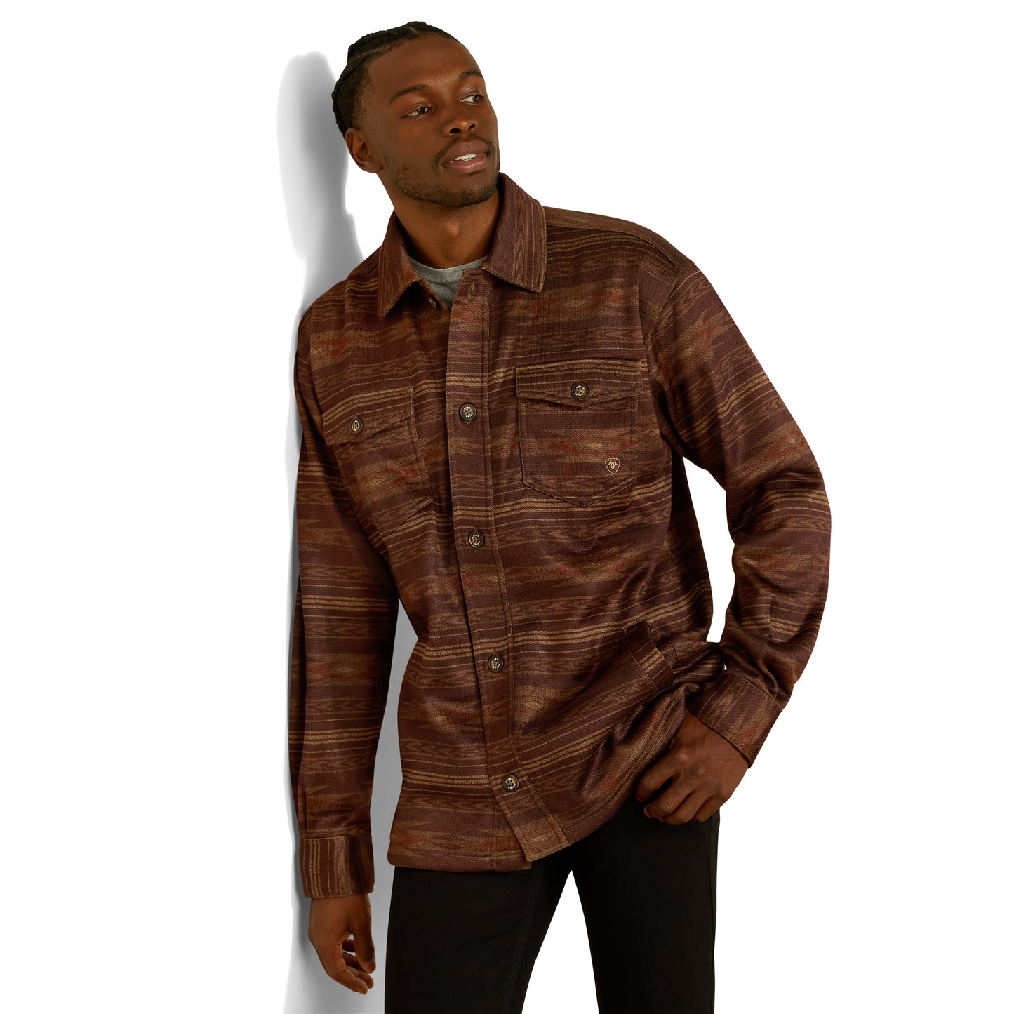 Ariat Men's Caldwell Printed Maroon Shirt Jacket 10062680