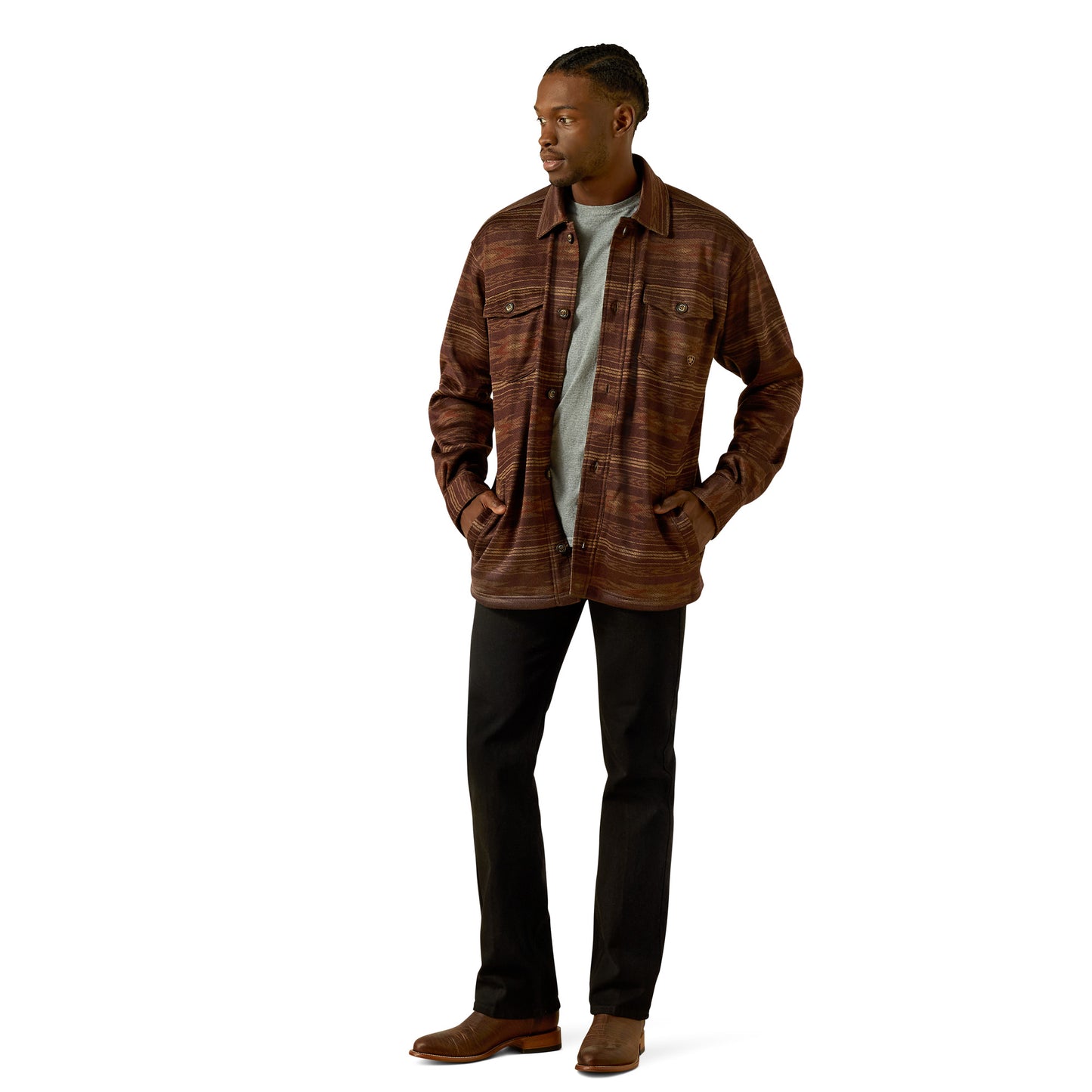 Ariat Men's Caldwell Printed Maroon Shirt Jacket 10062680