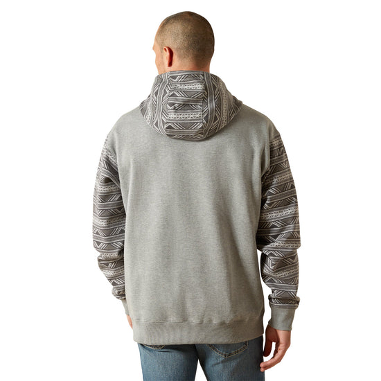 Ariat Men's Grey Southwestern Color Block Pullover Hoodie 10062819
